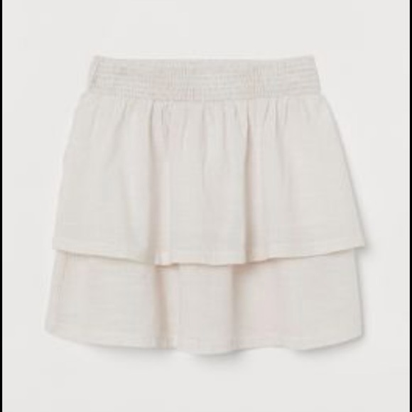 H&M Dresses & Skirts - 🎁 FREE WITH PURCHASE New H&M | Pastel Beige Cream Tiered Cotton Skirt | Size L